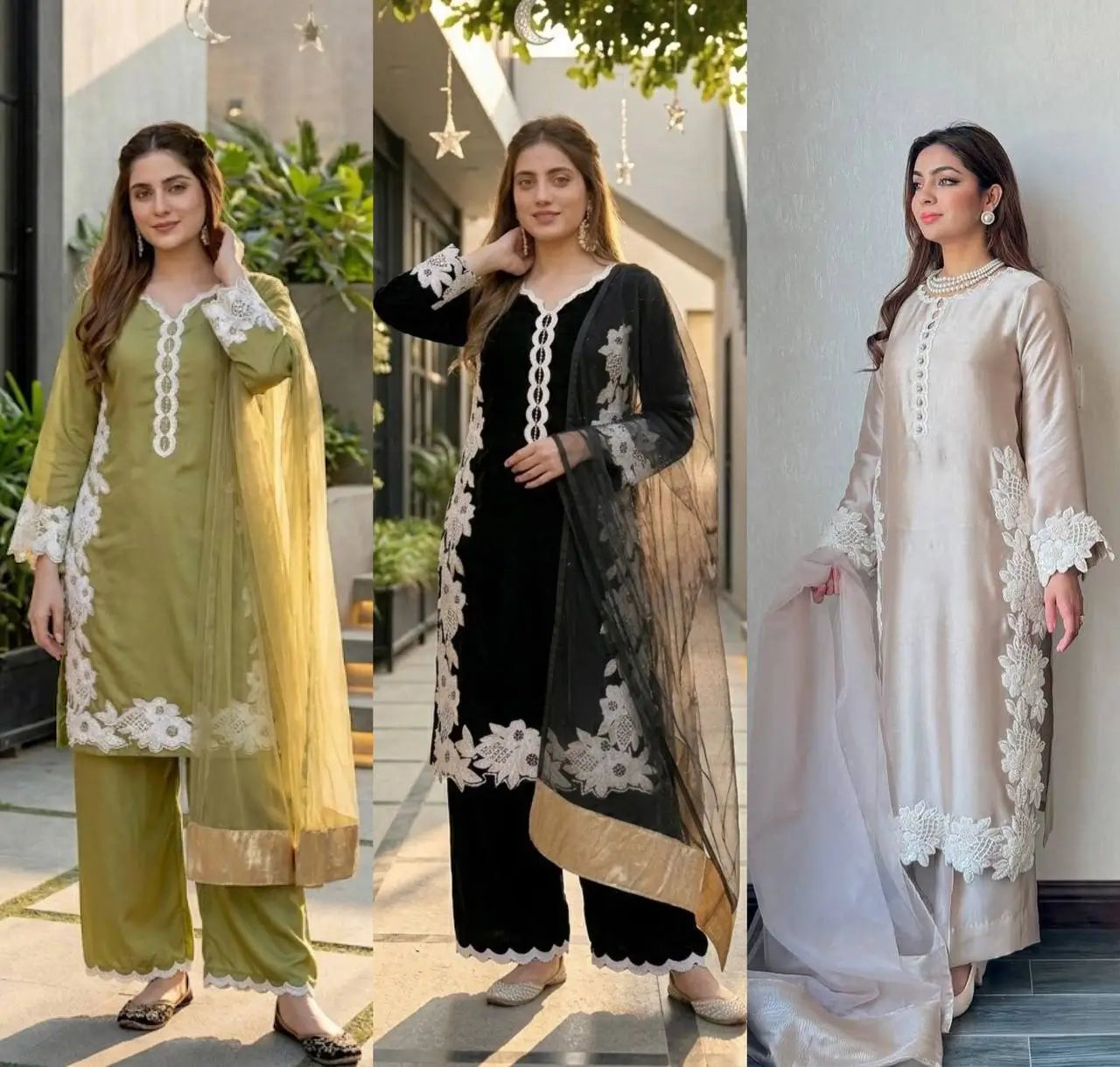 Natural Silk Embroidered Palazzo Suit for Festive and Wedding Occasions