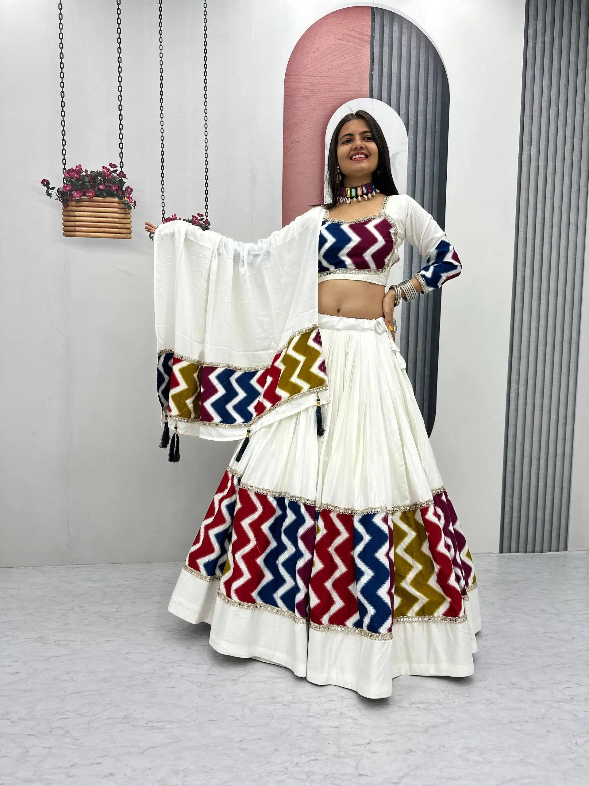 Navratri Special Multicolor Cotton Lehenga Choli Set