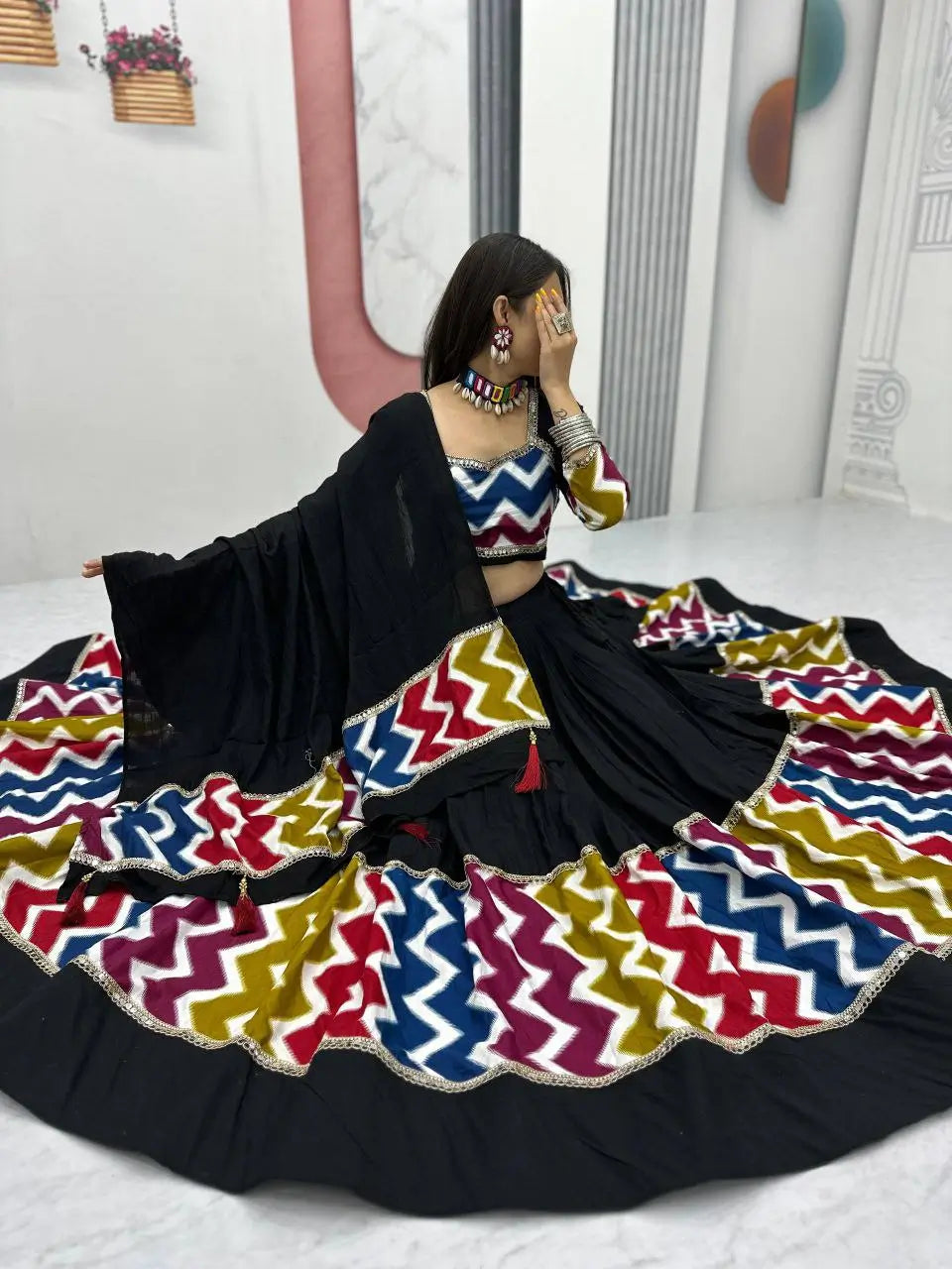 Navratri Special Multicolor Cotton Lehenga Choli Set