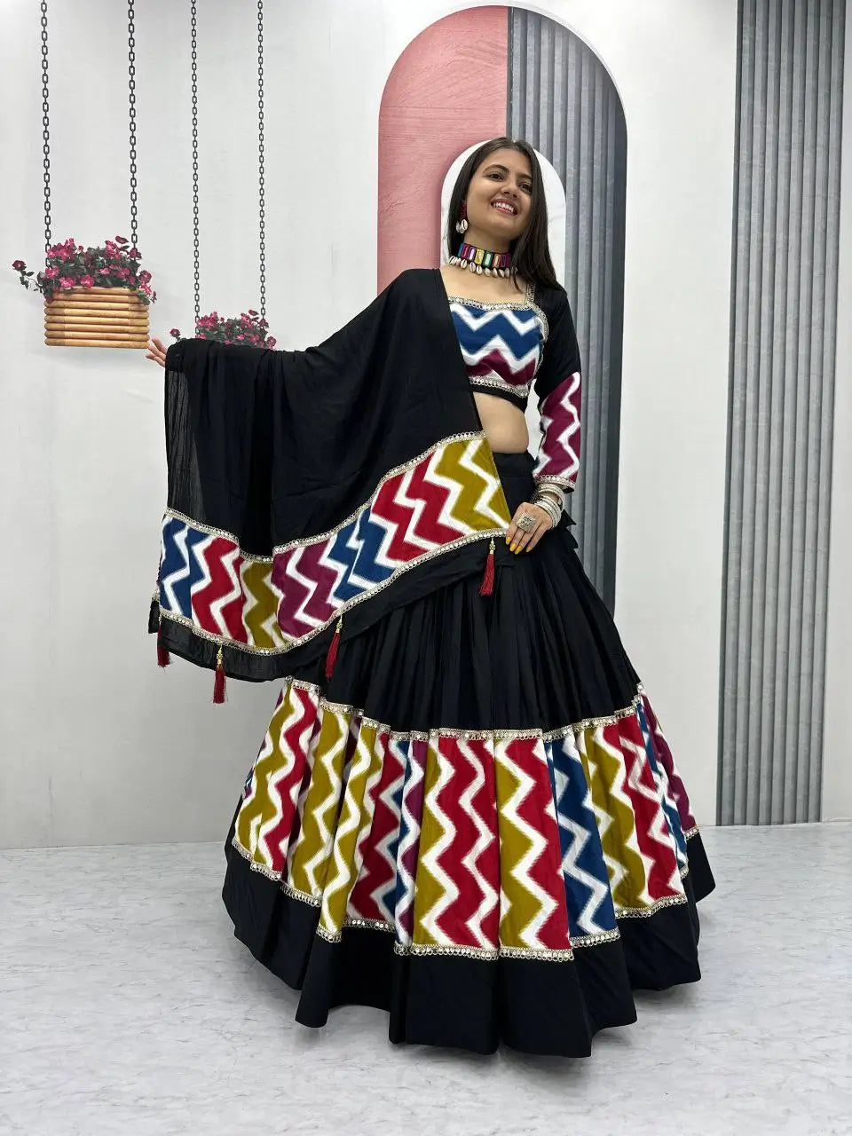 Navratri Special Multicolor Cotton Lehenga Choli Set