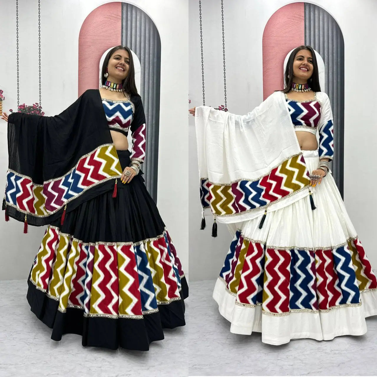 Navratri Special Multicolor Cotton Lehenga Choli Set