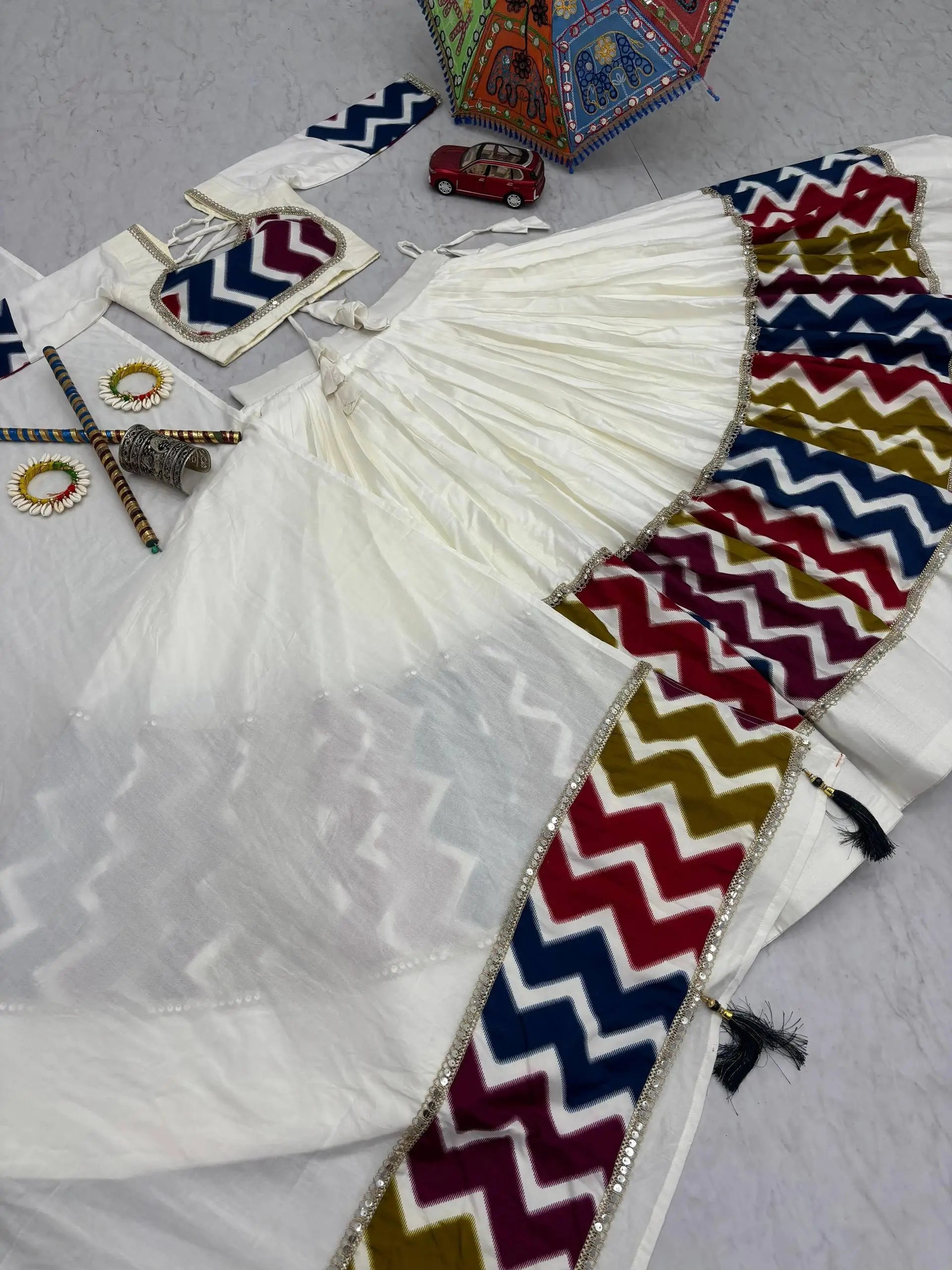 Navratri Special Multicolor Cotton Lehenga Choli Set