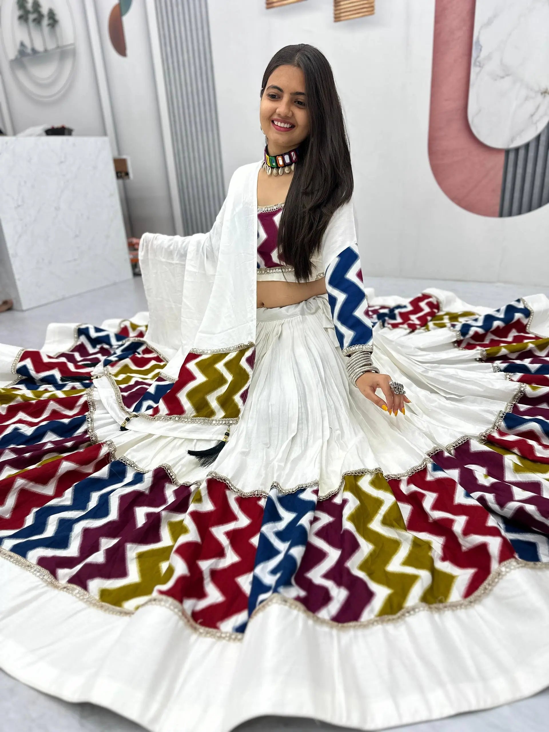 Navratri Special Multicolor Cotton Lehenga Choli Set