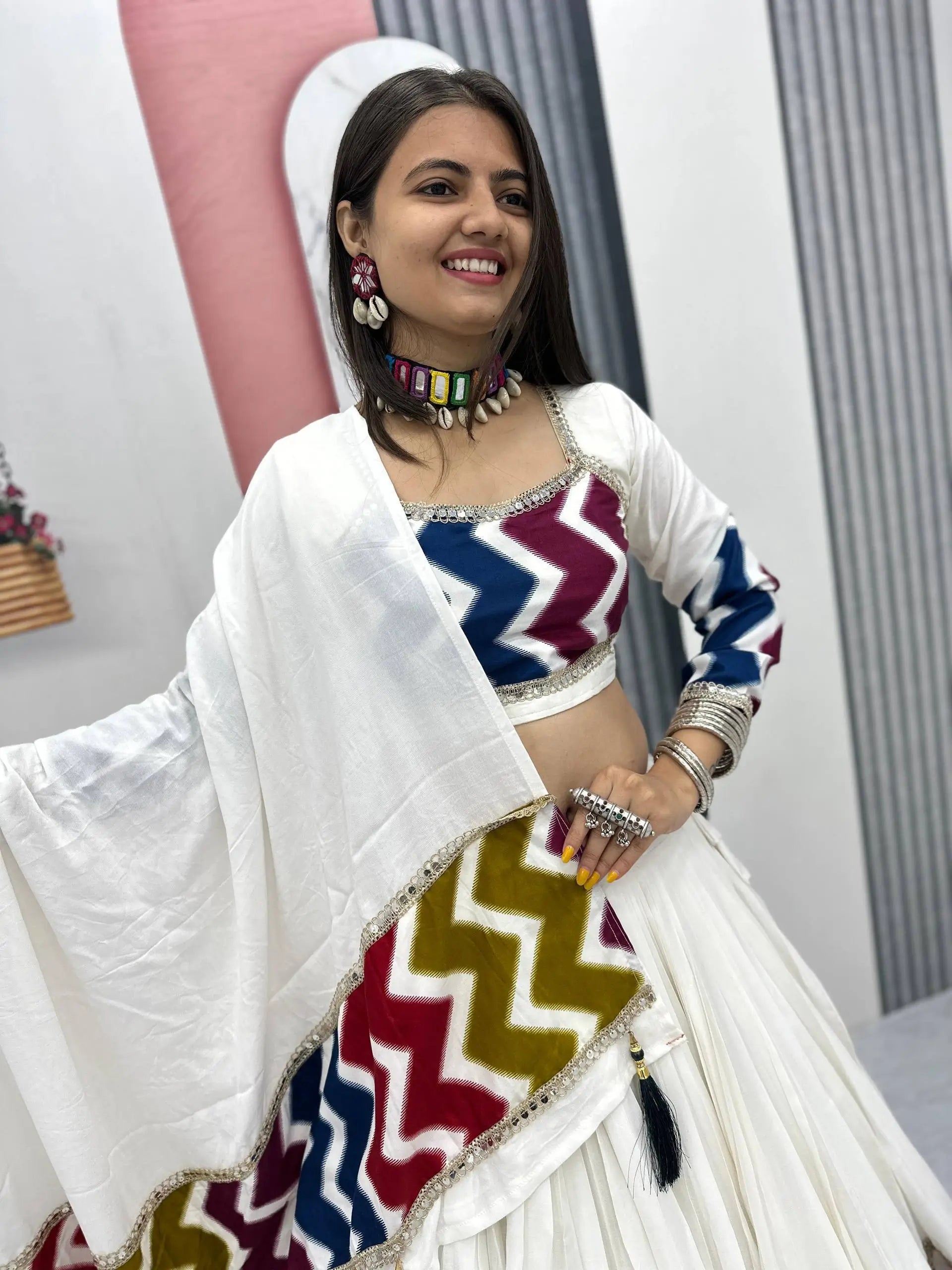 Navratri Special Multicolor Cotton Lehenga Choli Set