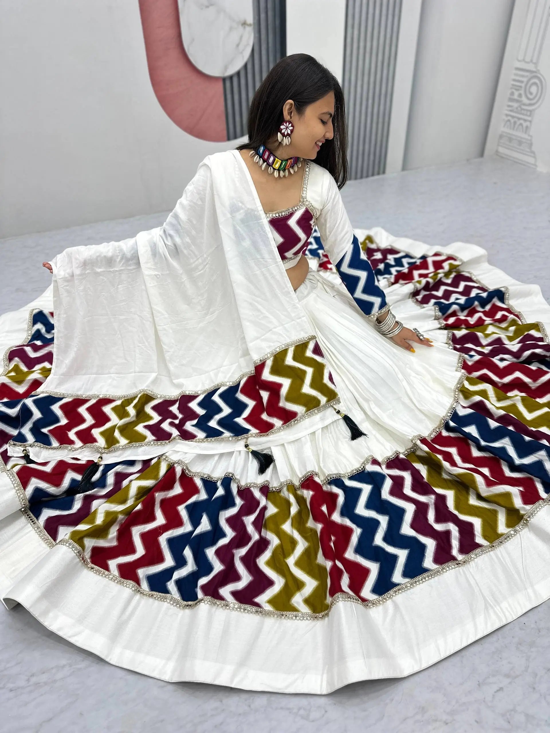 Navratri Special Multicolor Cotton Lehenga Choli Set