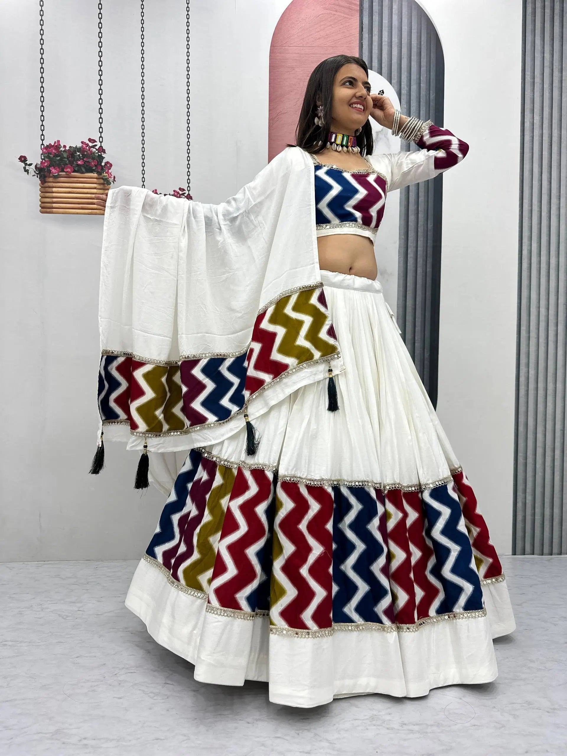 Navratri Special Multicolor Cotton Lehenga Choli Set