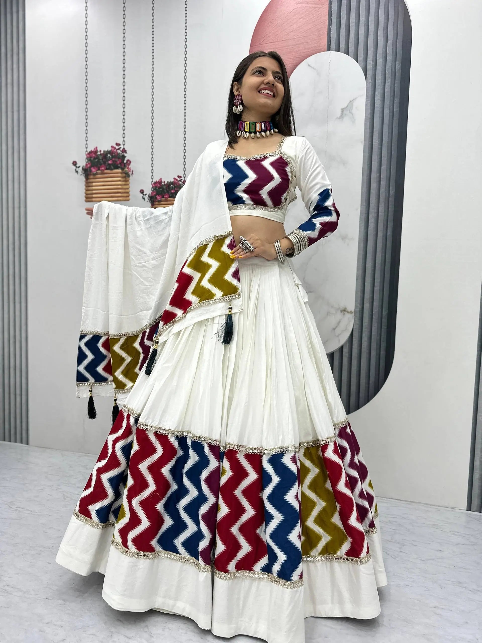 Navratri Special Multicolor Cotton Lehenga Choli Set