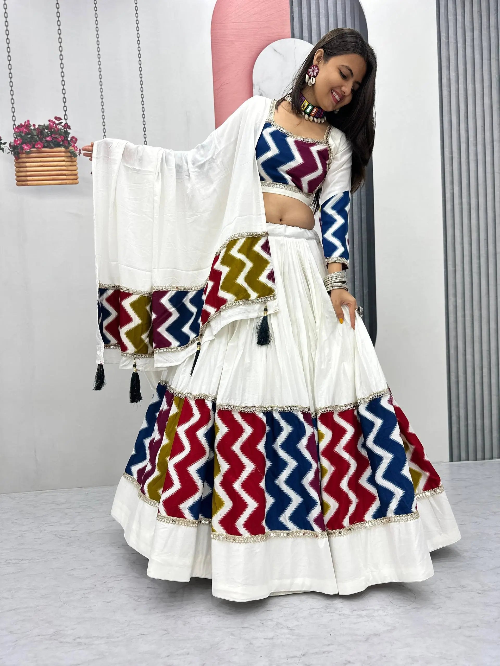 Navratri Special Multicolor Cotton Lehenga Choli Set