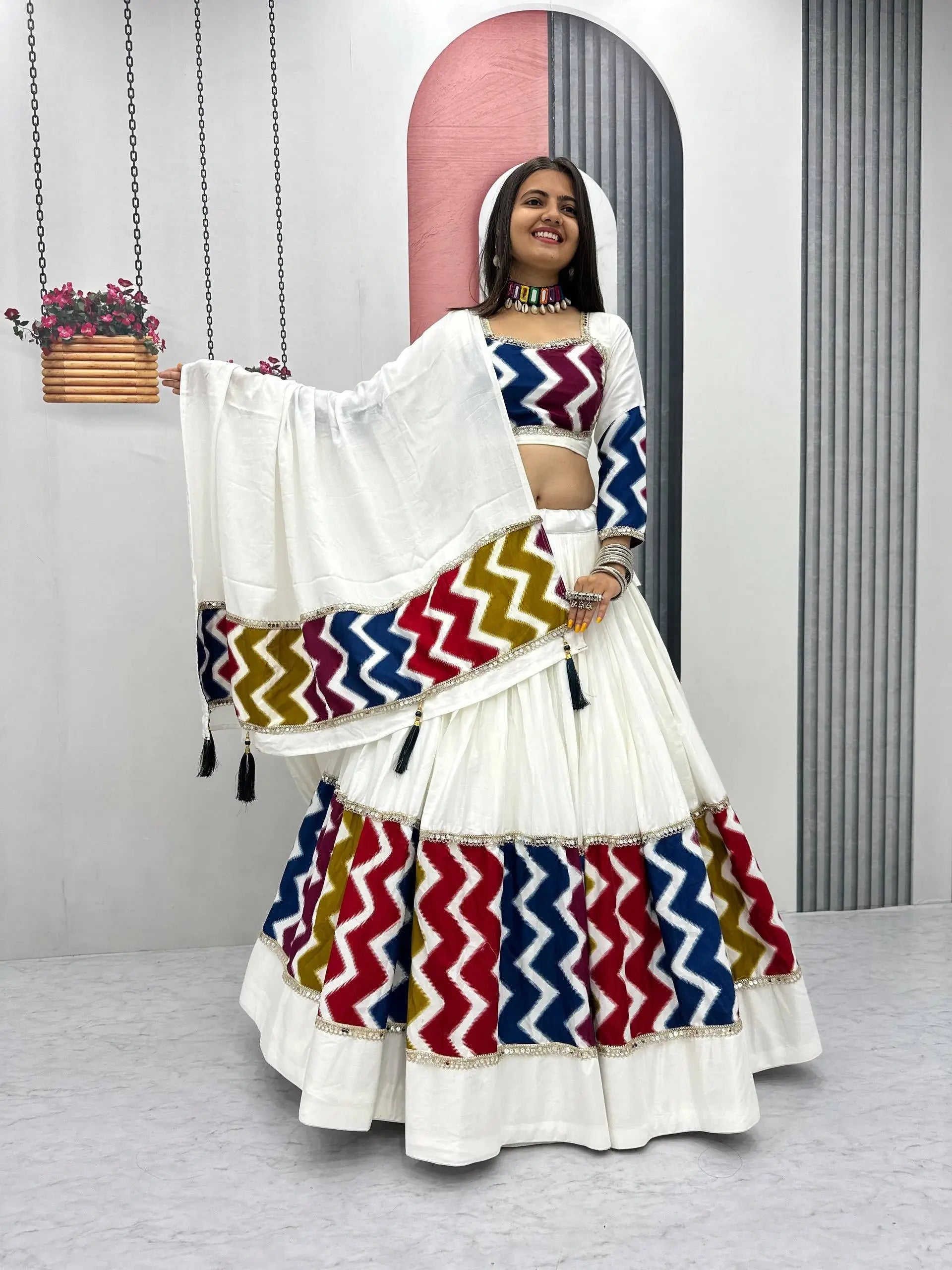 Navratri Special Multicolor Cotton Lehenga Choli Set