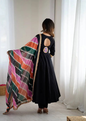 Navratri Special Premium Designer Khadi Cotton Gown Set with Dupatta