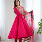 Navratri Special Premium Designer Khadi Cotton Gown Set with Dupatta