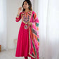 Navratri Special Premium Designer Khadi Cotton Gown Set with Dupatta
