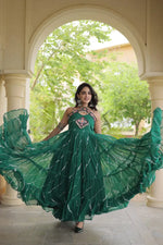 Navratri Wear Bandhani Kutchi Patchwork Anarkali Gown