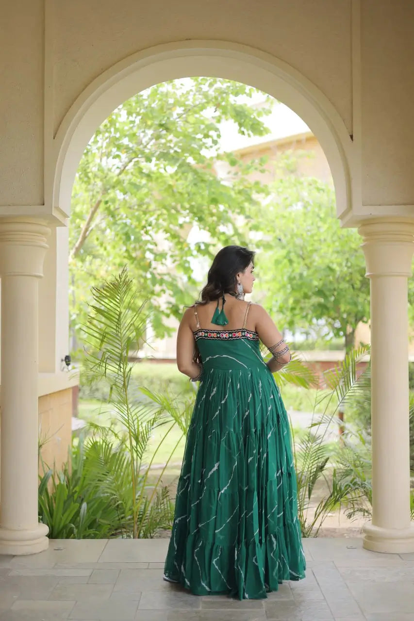 Navratri Wear Bandhani Kutchi Patchwork Anarkali Gown