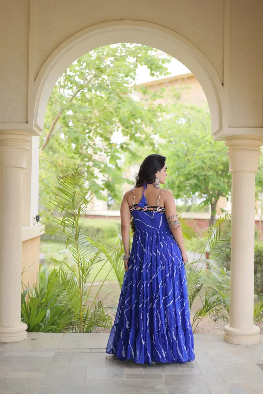 Navratri Wear Bandhani Kutchi Patchwork Anarkali Gown