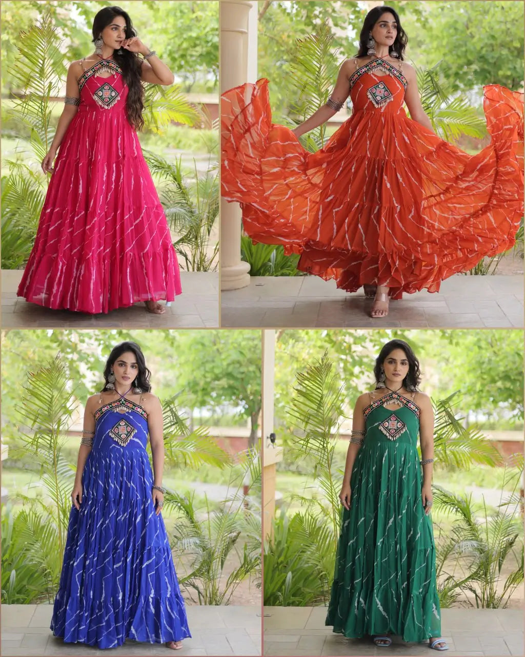 Navratri Wear Bandhani Kutchi Patchwork Anarkali Gown