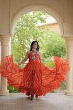 Navratri Wear Bandhani Kutchi Patchwork Anarkali Gown