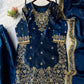 Navy Blue GMY Silk Heavy Embroidered Palazzo Set