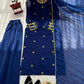 Navy Blue Georgette Kurta with Plazo and Dupatta