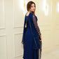 Navy Blue Georgette Kurta with Plazo and Dupatta