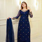 Navy Blue Georgette Kurta with Plazo and Dupatta