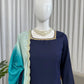 Navy Blue Natural Crepe Farshi Salwar Set with Thread Sequence Work and Chinon Silk Dupatta