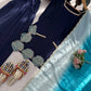 Navy Blue Natural Crepe Farshi Salwar Set with Thread Sequence Work and Chinon Silk Dupatta
