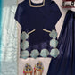 Navy Blue Natural Crepe Farshi Salwar Set with Thread Sequence Work and Chinon Silk Dupatta