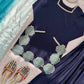 Navy Blue Natural Crepe Farshi Salwar Set with Thread Sequence Work and Chinon Silk Dupatta