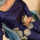Navy Blue Natural Crepe Farshi Salwar Set with Thread Sequence Work and Chinon Silk Dupatta