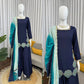 Navy Blue Natural Crepe Farshi Salwar Set with Thread Sequence Work and Chinon Silk Dupatta