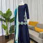 Navy Blue Natural Crepe Farshi Salwar Set with Thread Sequence Work and Chinon Silk Dupatta
