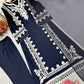 Navy Embroidered Kaftan Suit