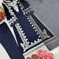 Navy Embroidered Kaftan Suit