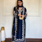 Navy Embroidered Kaftan Suit
