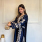 Navy Embroidered Kaftan Suit