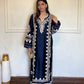 Navy Embroidered Kaftan Suit