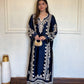 Navy Embroidered Kaftan Suit