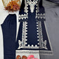 Navy Embroidered Kaftan Suit