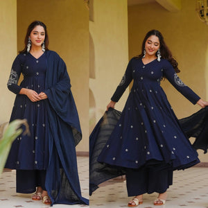 Navy Floral Anarkali Palazzo Set