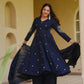 Navy Floral Anarkali Palazzo Set