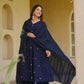 Navy Floral Anarkali Palazzo Set