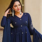 Navy Floral Anarkali Palazzo Set