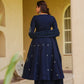 Navy Floral Anarkali Palazzo Set