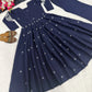 Navy Floral Anarkali Palazzo Set