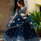 Navy Georgette Lehenga With Mirror Sequin Work