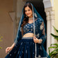 Navy Georgette Lehenga With Mirror Sequin Work