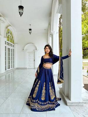 Navy Kalka Embroidered Lehenga Set