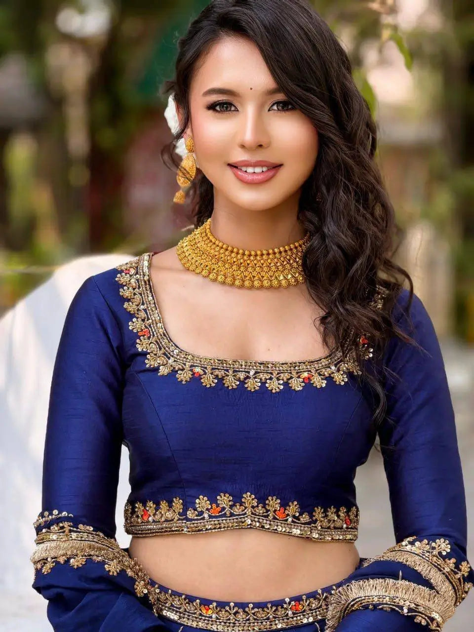 Navy Kalka Embroidered Lehenga Set