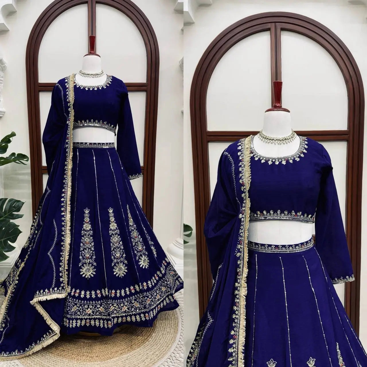 Navy Kalka Embroidered Lehenga Set